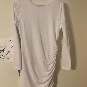 White long sleeve body con dress